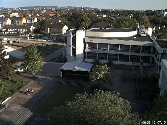 Foto der Webcam: Verwaltungsgebäude, Innenhof mit Audimax, Hörsaal-Gebäude 1