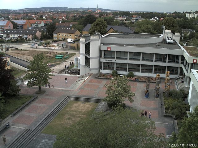 Foto der Webcam: Verwaltungsgebäude, Innenhof mit Audimax, Hörsaal-Gebäude 1