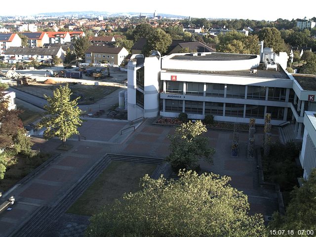 Foto der Webcam: Verwaltungsgeb&auml;ude, Innenhof mit Audimax, H&ouml;rsaal-Geb&auml;ude 1
