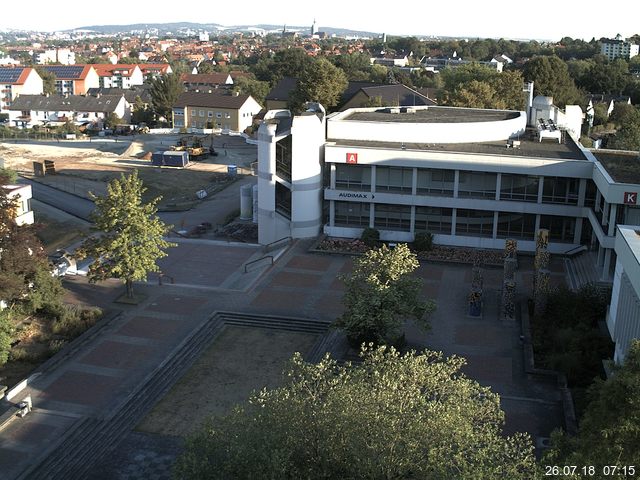 Foto der Webcam: Verwaltungsgeb&auml;ude, Innenhof mit Audimax, H&ouml;rsaal-Geb&auml;ude 1