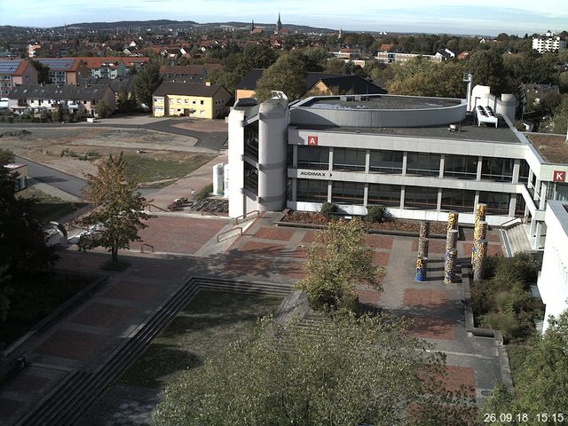 Foto der Webcam: Verwaltungsgeb&auml;ude, Innenhof mit Audimax, H&ouml;rsaal-Geb&auml;ude 1