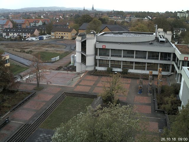 Foto der Webcam: Verwaltungsgebäude, Innenhof mit Audimax, Hörsaal-Gebäude 1