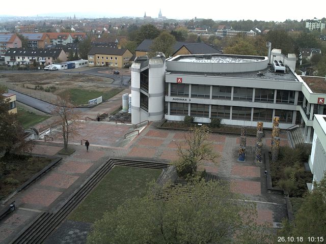 Foto der Webcam: Verwaltungsgebäude, Innenhof mit Audimax, Hörsaal-Gebäude 1