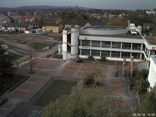 Foto der Webcam: Verwaltungsgebäude, Innenhof mit Audimax, Hörsaal-Gebäude 1