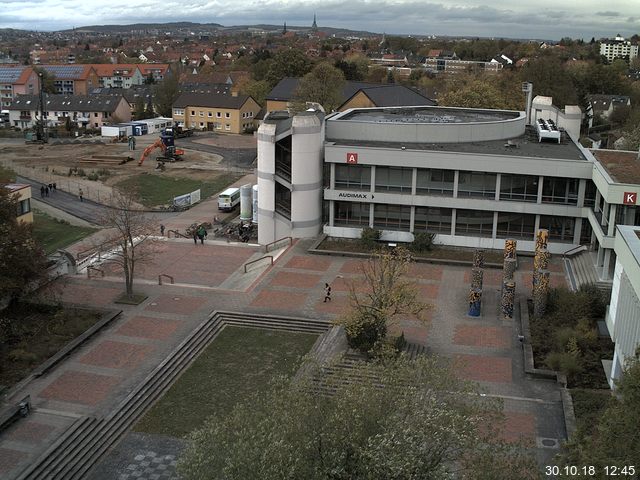 Foto der Webcam: Verwaltungsgebäude, Innenhof mit Audimax, Hörsaal-Gebäude 1