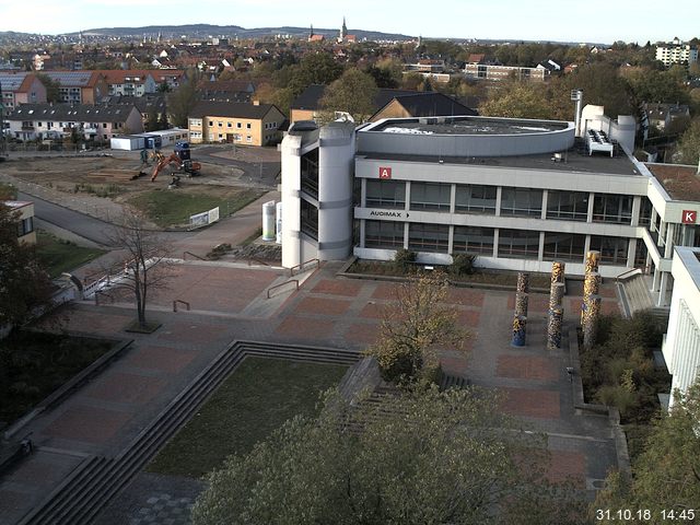 Foto der Webcam: Verwaltungsgebäude, Innenhof mit Audimax, Hörsaal-Gebäude 1