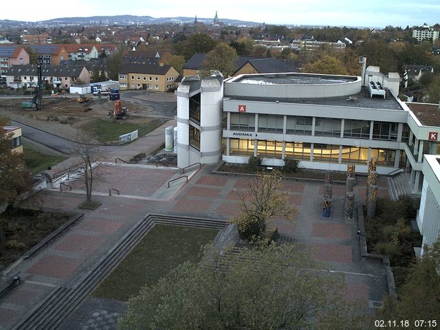 Foto der Webcam: Verwaltungsgebäude, Innenhof mit Audimax, Hörsaal-Gebäude 1