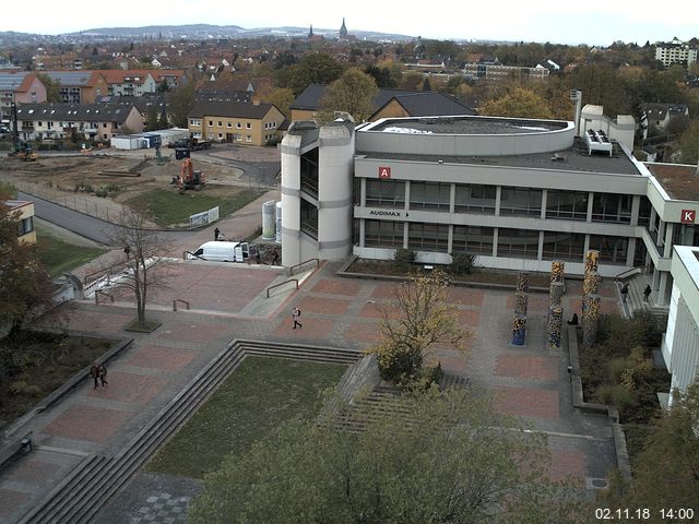 Foto der Webcam: Verwaltungsgebäude, Innenhof mit Audimax, Hörsaal-Gebäude 1