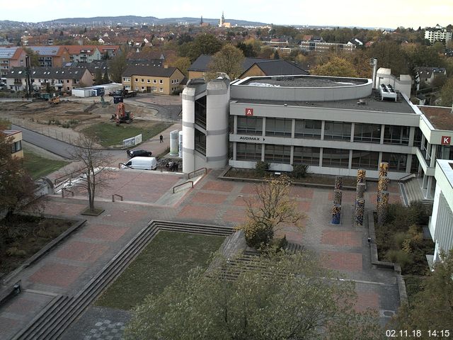 Foto der Webcam: Verwaltungsgebäude, Innenhof mit Audimax, Hörsaal-Gebäude 1