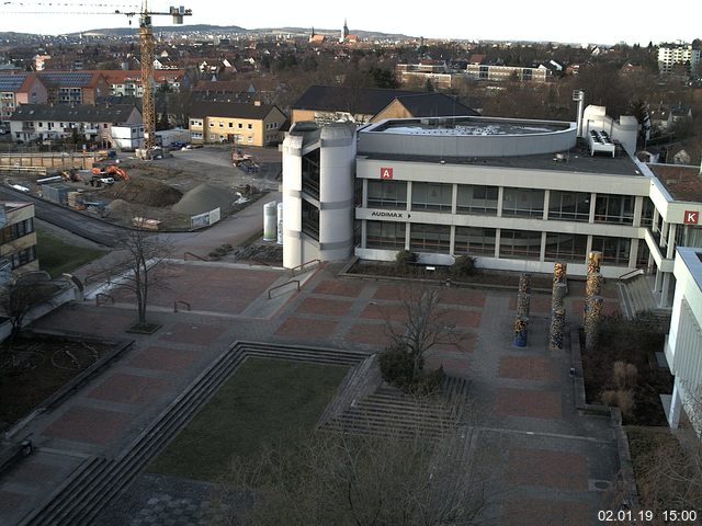 Foto der Webcam: Verwaltungsgeb&auml;ude, Innenhof mit Audimax, H&ouml;rsaal-Geb&auml;ude 1