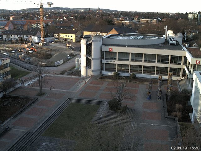 Foto der Webcam: Verwaltungsgeb&auml;ude, Innenhof mit Audimax, H&ouml;rsaal-Geb&auml;ude 1