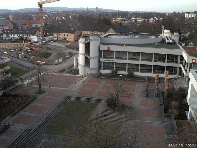 Foto der Webcam: Verwaltungsgeb&auml;ude, Innenhof mit Audimax, H&ouml;rsaal-Geb&auml;ude 1