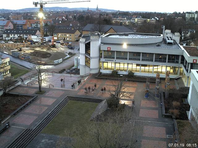 Foto der Webcam: Verwaltungsgeb&auml;ude, Innenhof mit Audimax, H&ouml;rsaal-Geb&auml;ude 1