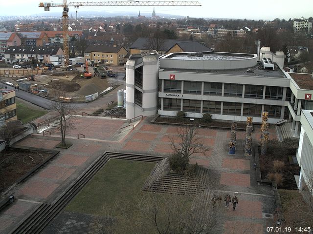 Foto der Webcam: Verwaltungsgeb&auml;ude, Innenhof mit Audimax, H&ouml;rsaal-Geb&auml;ude 1