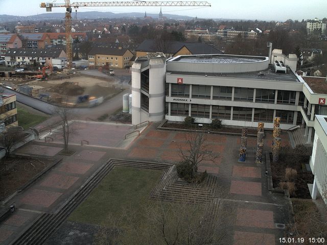 Foto der Webcam: Verwaltungsgeb&auml;ude, Innenhof mit Audimax, H&ouml;rsaal-Geb&auml;ude 1