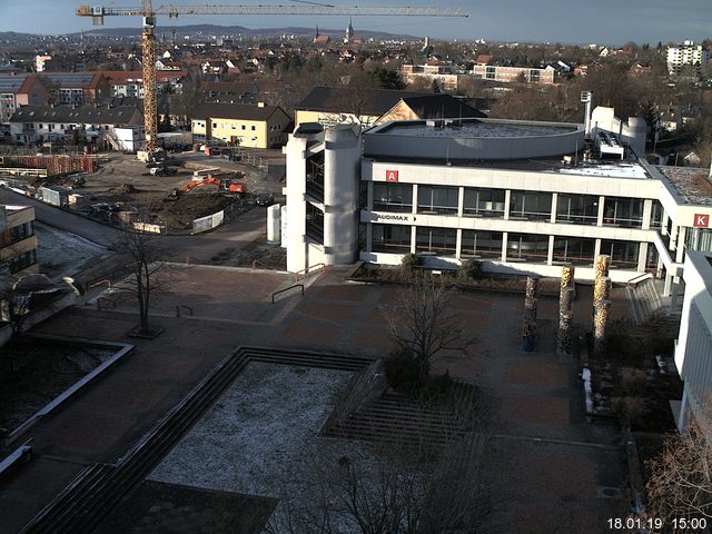 Foto der Webcam: Verwaltungsgeb&auml;ude, Innenhof mit Audimax, H&ouml;rsaal-Geb&auml;ude 1