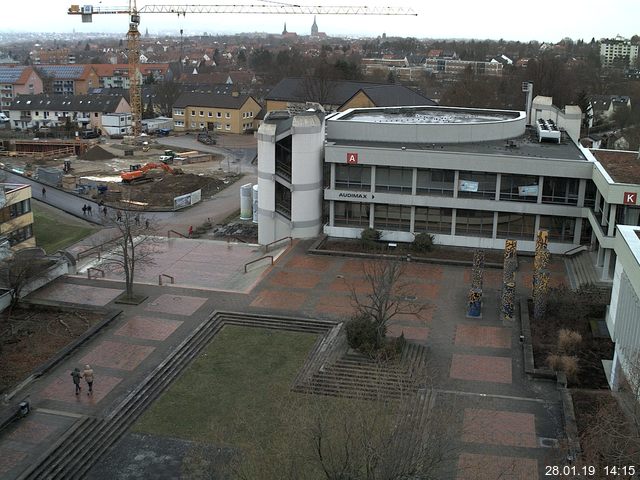 Foto der Webcam: Verwaltungsgebäude, Innenhof mit Audimax, Hörsaal-Gebäude 1