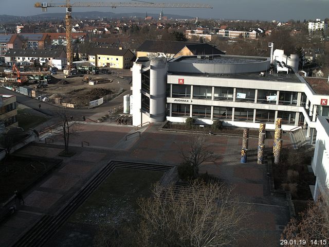 Foto der Webcam: Verwaltungsgeb&auml;ude, Innenhof mit Audimax, H&ouml;rsaal-Geb&auml;ude 1