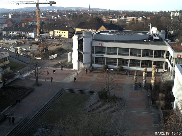 Foto der Webcam: Verwaltungsgeb&auml;ude, Innenhof mit Audimax, H&ouml;rsaal-Geb&auml;ude 1