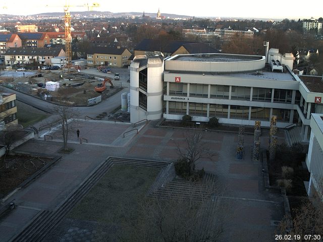 Foto der Webcam: Verwaltungsgeb&auml;ude, Innenhof mit Audimax, H&ouml;rsaal-Geb&auml;ude 1