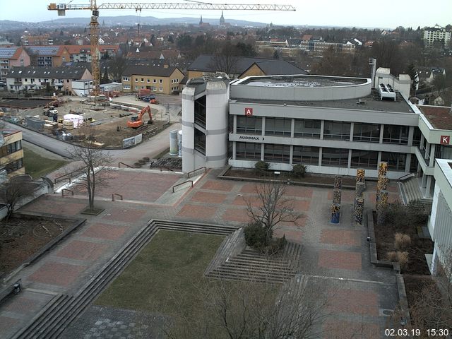Foto der Webcam: Verwaltungsgeb&auml;ude, Innenhof mit Audimax, H&ouml;rsaal-Geb&auml;ude 1