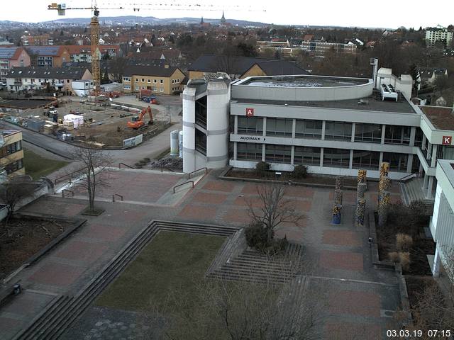 Foto der Webcam: Verwaltungsgeb&auml;ude, Innenhof mit Audimax, H&ouml;rsaal-Geb&auml;ude 1