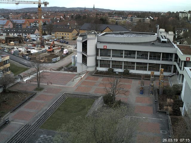 Foto der Webcam: Verwaltungsgebäude, Innenhof mit Audimax, Hörsaal-Gebäude 1