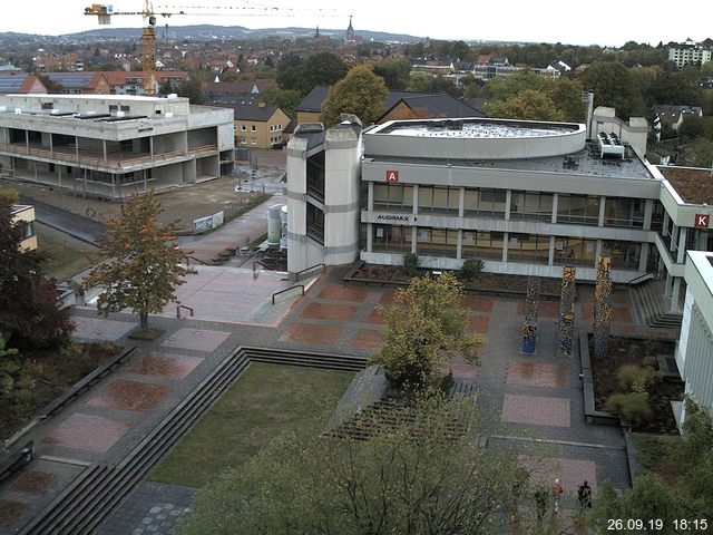 Foto der Webcam: Verwaltungsgeb&auml;ude, Innenhof mit Audimax, H&ouml;rsaal-Geb&auml;ude 1