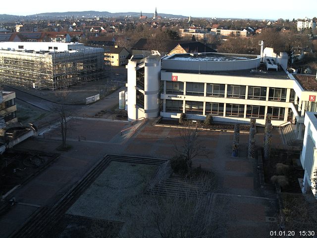 Foto der Webcam: Verwaltungsgeb&auml;ude, Innenhof mit Audimax, H&ouml;rsaal-Geb&auml;ude 1