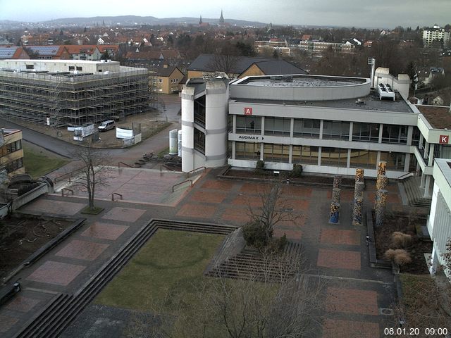 Foto der Webcam: Verwaltungsgebäude, Innenhof mit Audimax, Hörsaal-Gebäude 1