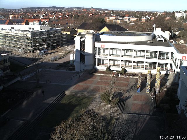 Foto der Webcam: Verwaltungsgeb&auml;ude, Innenhof mit Audimax, H&ouml;rsaal-Geb&auml;ude 1