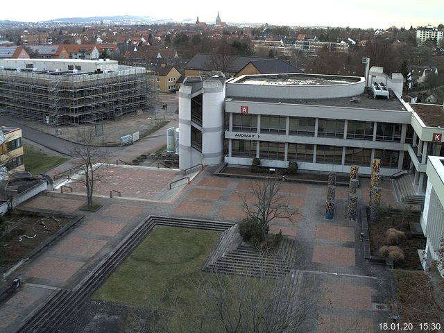 Foto der Webcam: Verwaltungsgeb&auml;ude, Innenhof mit Audimax, H&ouml;rsaal-Geb&auml;ude 1