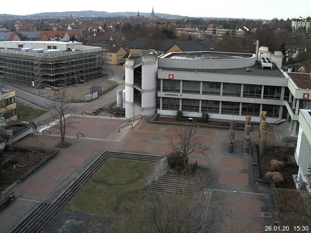 Foto der Webcam: Verwaltungsgeb&auml;ude, Innenhof mit Audimax, H&ouml;rsaal-Geb&auml;ude 1