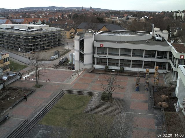 Foto der Webcam: Verwaltungsgeb&auml;ude, Innenhof mit Audimax, H&ouml;rsaal-Geb&auml;ude 1