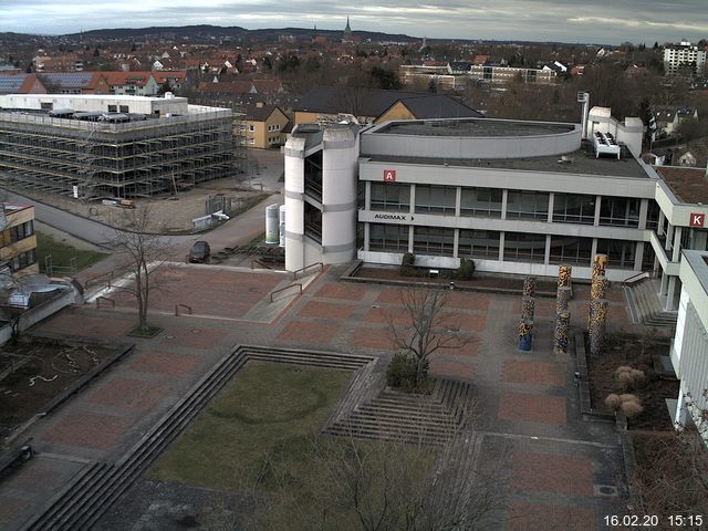 Foto der Webcam: Verwaltungsgeb&auml;ude, Innenhof mit Audimax, H&ouml;rsaal-Geb&auml;ude 1