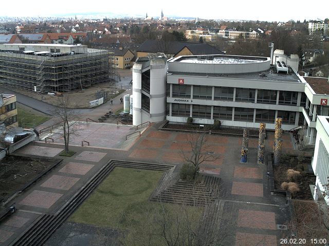 Foto der Webcam: Verwaltungsgeb&auml;ude, Innenhof mit Audimax, H&ouml;rsaal-Geb&auml;ude 1