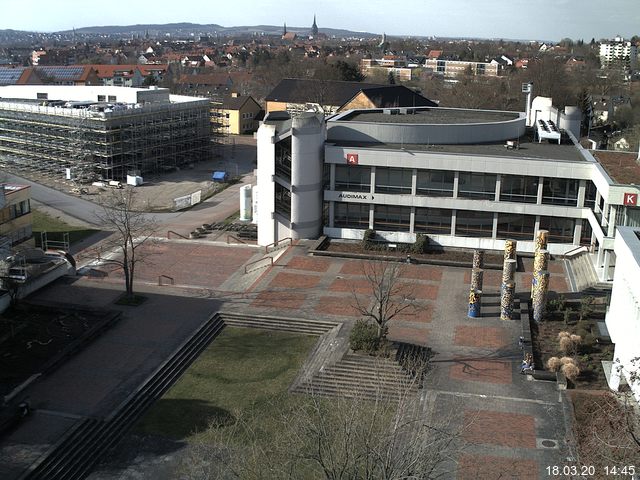 Foto der Webcam: Verwaltungsgeb&auml;ude, Innenhof mit Audimax, H&ouml;rsaal-Geb&auml;ude 1