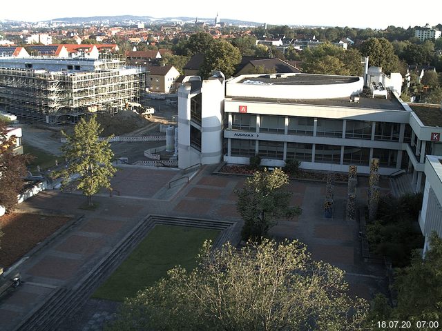Foto der Webcam: Verwaltungsgeb&auml;ude, Innenhof mit Audimax, H&ouml;rsaal-Geb&auml;ude 1