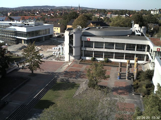 Foto der Webcam: Verwaltungsgeb&auml;ude, Innenhof mit Audimax, H&ouml;rsaal-Geb&auml;ude 1