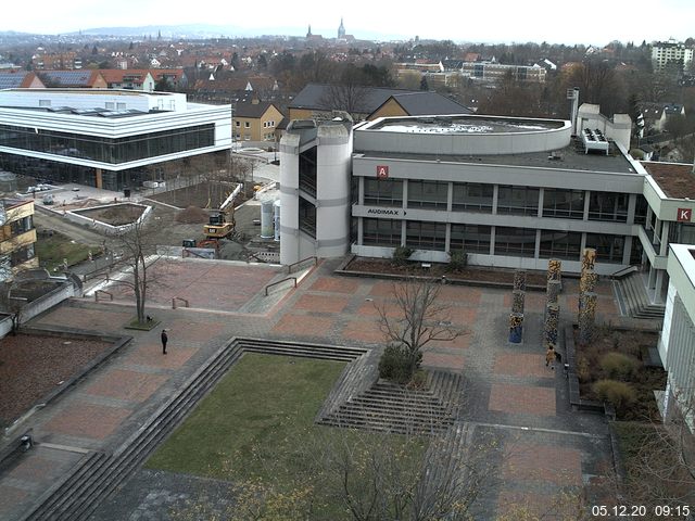 Foto der Webcam: Verwaltungsgebäude, Innenhof mit Audimax, Hörsaal-Gebäude 1