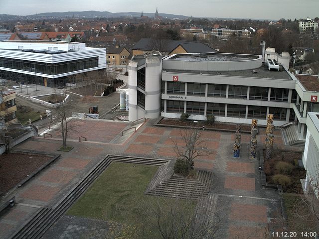 Foto der Webcam: Verwaltungsgebäude, Innenhof mit Audimax, Hörsaal-Gebäude 1