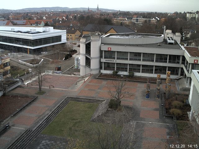 Foto der Webcam: Verwaltungsgebäude, Innenhof mit Audimax, Hörsaal-Gebäude 1