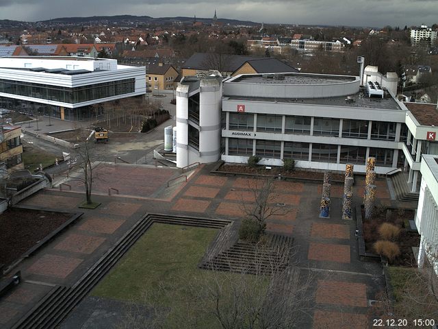 Foto der Webcam: Verwaltungsgebäude, Innenhof mit Audimax, Hörsaal-Gebäude 1