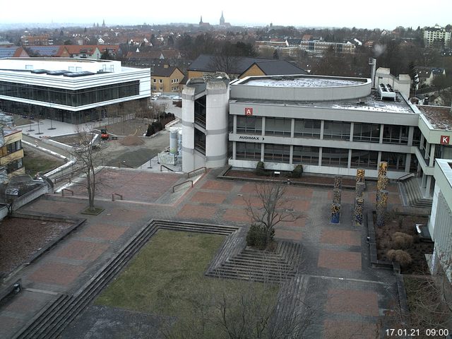 Foto der Webcam: Verwaltungsgeb&auml;ude, Innenhof mit Audimax, H&ouml;rsaal-Geb&auml;ude 1