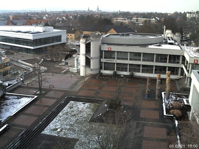 Foto der Webcam: Verwaltungsgeb&auml;ude, Innenhof mit Audimax, H&ouml;rsaal-Geb&auml;ude 1