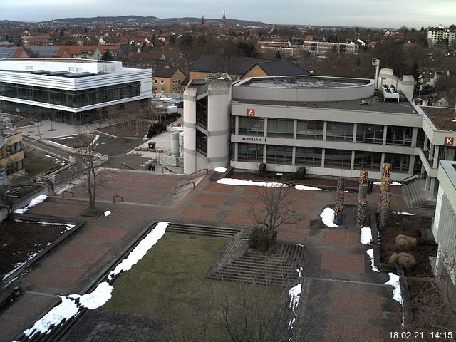 Foto der Webcam: Verwaltungsgeb&auml;ude, Innenhof mit Audimax, H&ouml;rsaal-Geb&auml;ude 1