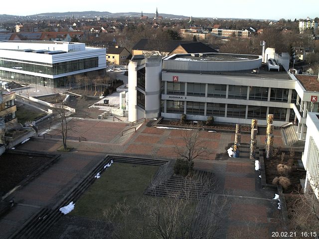 Foto der Webcam: Verwaltungsgeb&auml;ude, Innenhof mit Audimax, H&ouml;rsaal-Geb&auml;ude 1