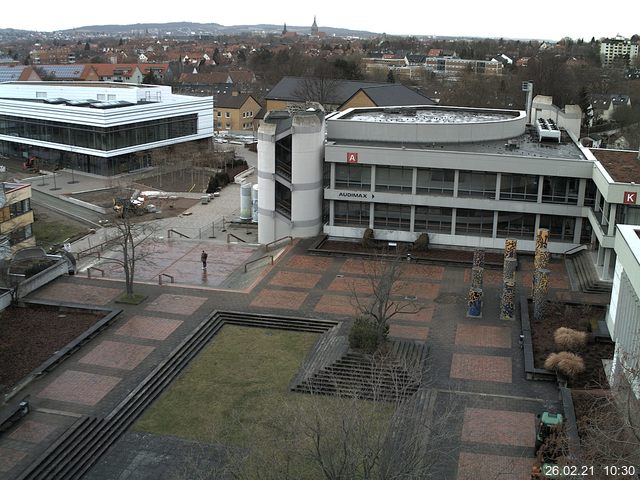 Foto der Webcam: Verwaltungsgeb&auml;ude, Innenhof mit Audimax, H&ouml;rsaal-Geb&auml;ude 1