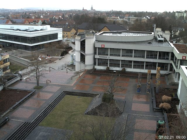 Foto der Webcam: Verwaltungsgeb&auml;ude, Innenhof mit Audimax, H&ouml;rsaal-Geb&auml;ude 1