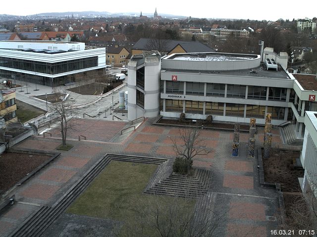 Foto der Webcam: Verwaltungsgeb&auml;ude, Innenhof mit Audimax, H&ouml;rsaal-Geb&auml;ude 1